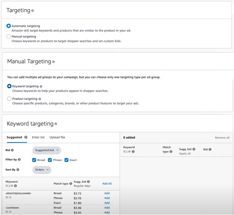 amazon manual targeting
